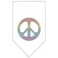 Unconditional Love Rainbow Peace Sign Rhinestone Bandana White Large UN814118